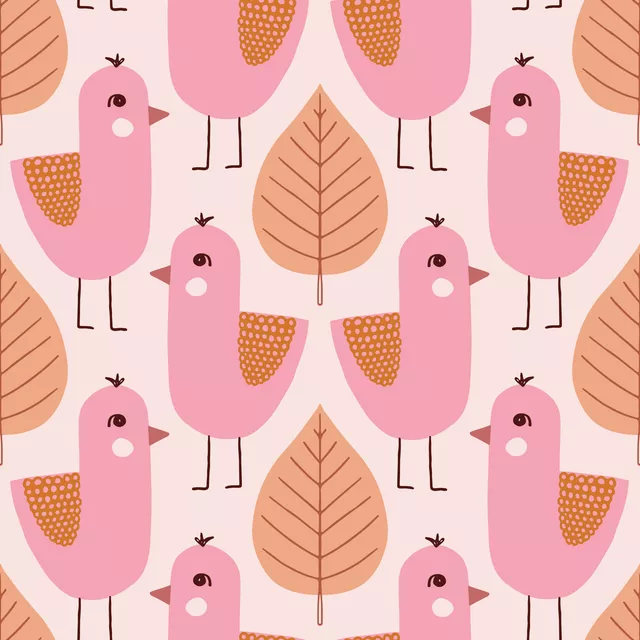 Vogel Blatt pink pfirsich