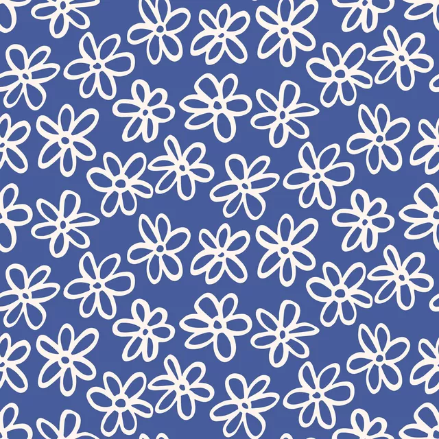 Blumen Muster Beige Blau