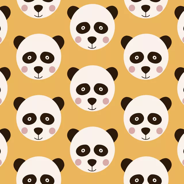 Kissen Panda gelb Muster Wendekissen