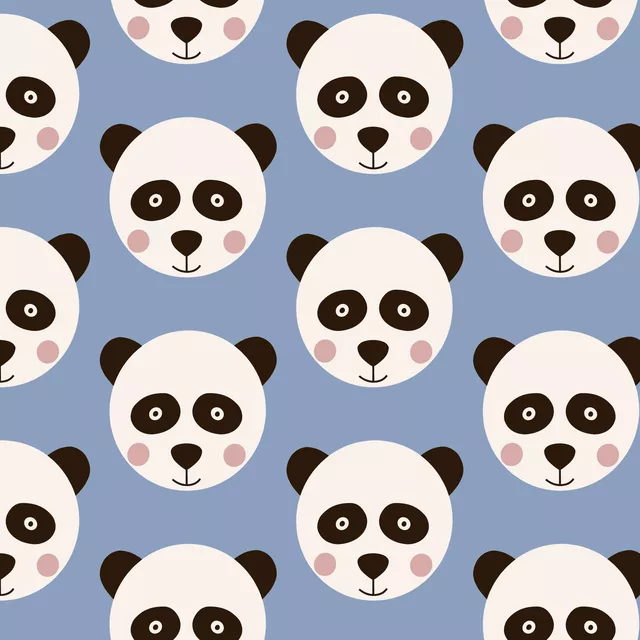 Kissen Panda blau Muster Wendekissen