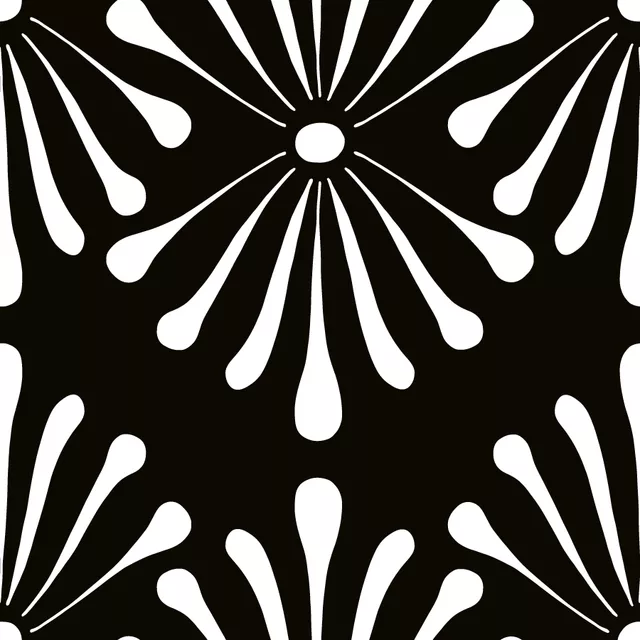 Dekovorhang Abstract Flower schwarzweiß