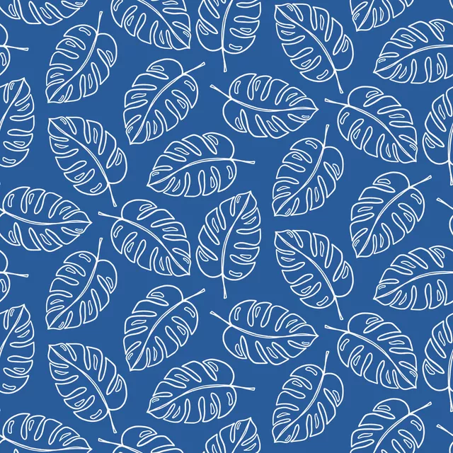 Monstera Muster Blau