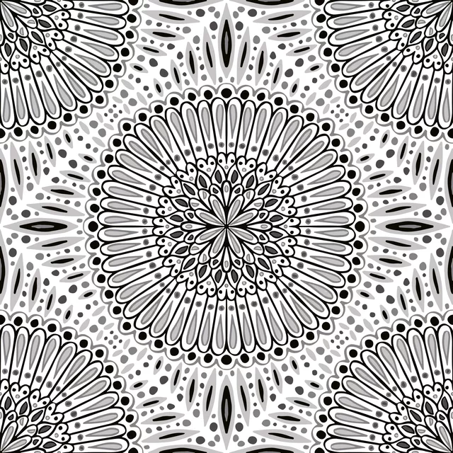 Kissen Mandala monochrom