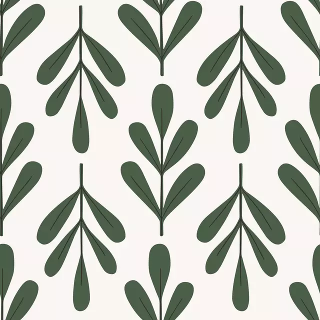 Winter Floral dark green beige