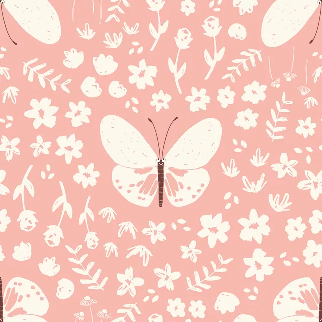 Schmetterling und Blumen rosa