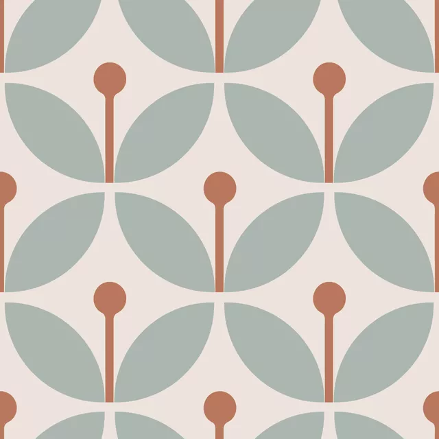Kissen Modern Retro Floral Blau