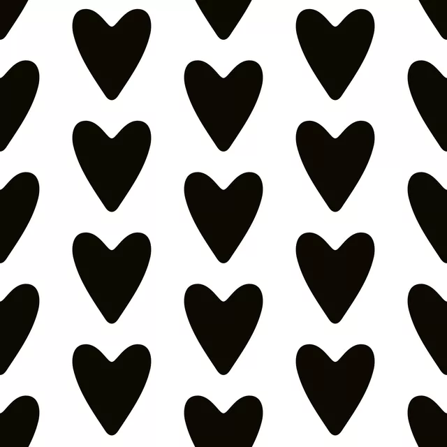 Tischläufer Hearts black and white
