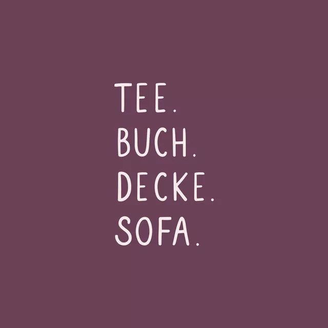 Kissen Tee Buch Decke Sofa Pflaume