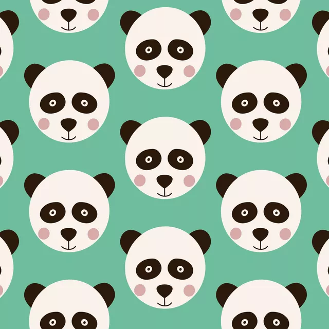 Kissen Panda grün Muster Wendekissen
