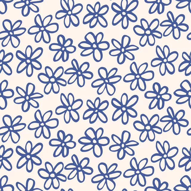 Kissen Blumen Muster Blau Beige