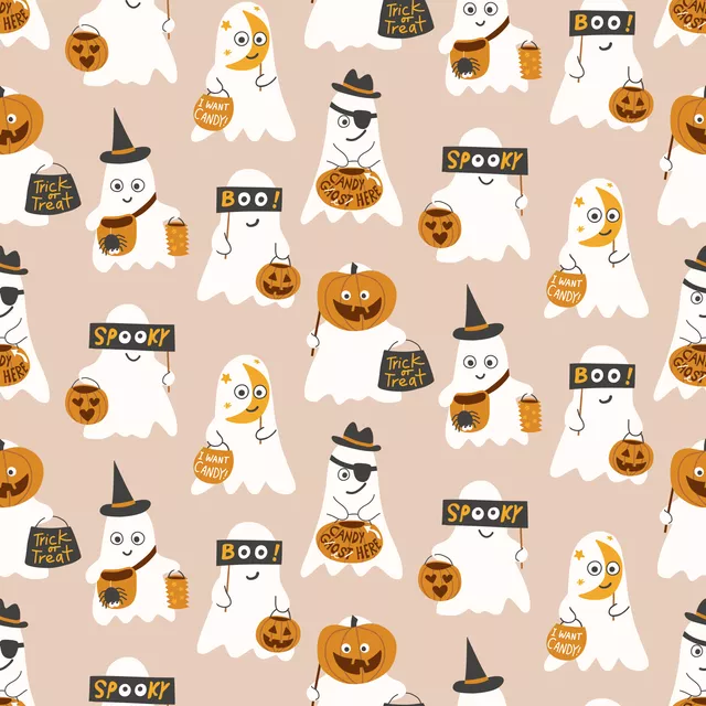 Tischdecke Cheeky Ghosts hellbraun beige