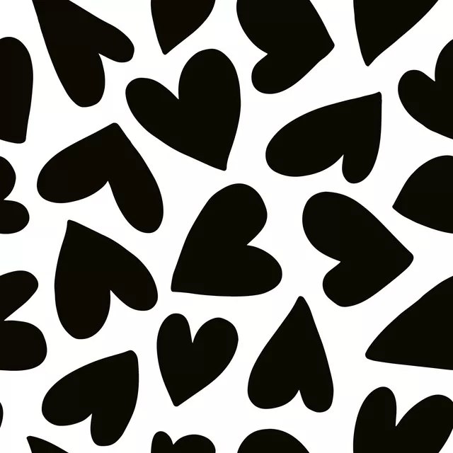 Bettwäsche Hearts black and white