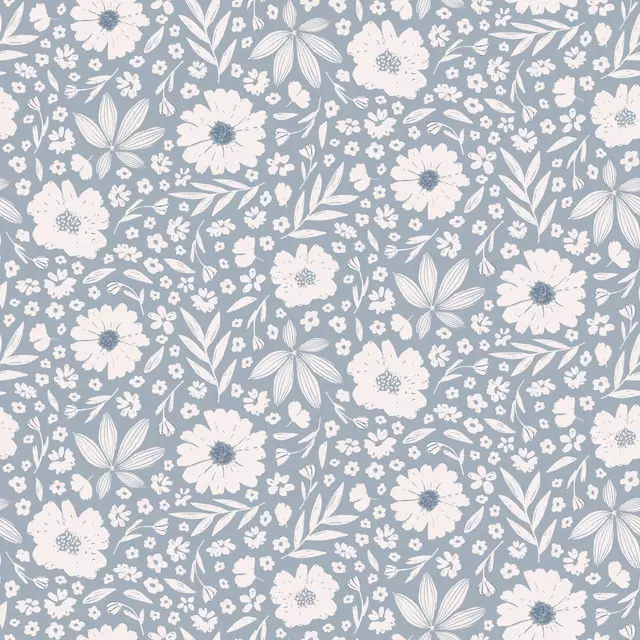 Dekovorhang Olivia Blumen naturals blau