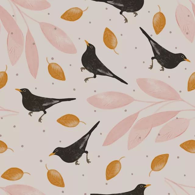 Sitzkissen Amsel im Frühling