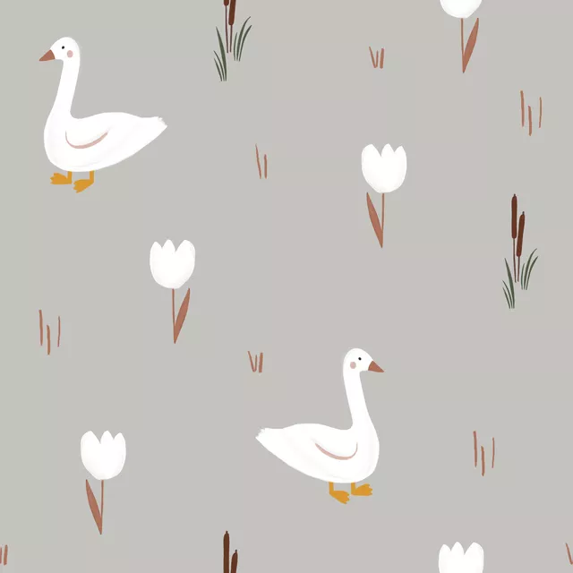 Dekovorhang Weiße Gänse