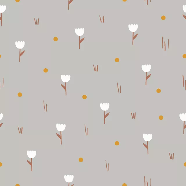 White Tulips Yellow Dots