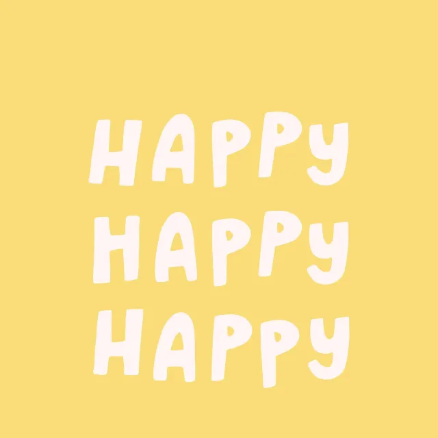 Kissen Typo Happy Gelb