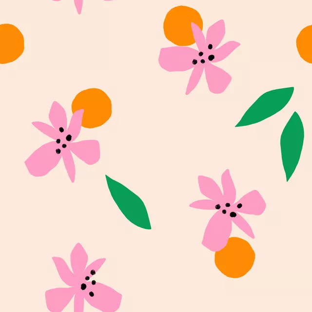 Dekovorhang Blüten Orangen Blätter