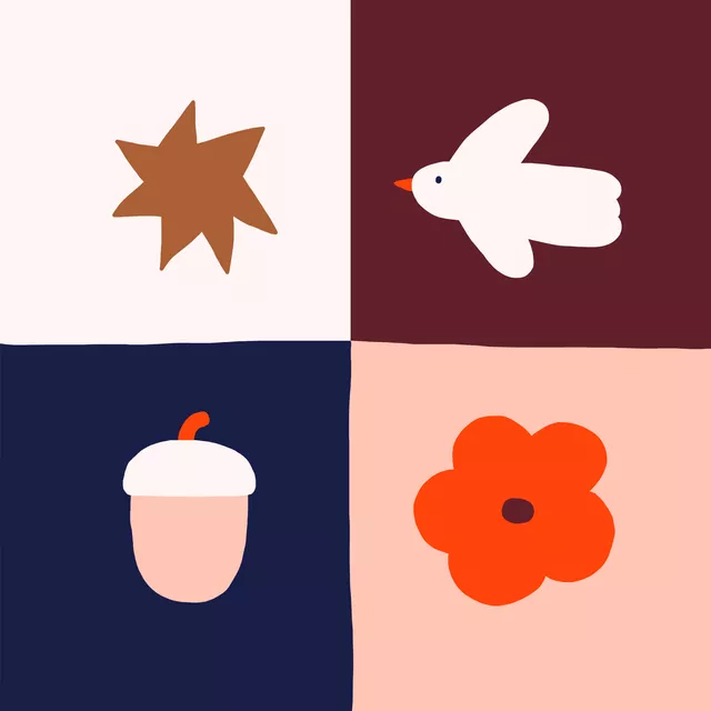 Kissen Patchwork Vogel & Blume