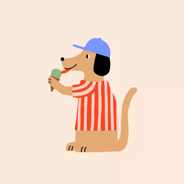 Kissen Hund mit Eis