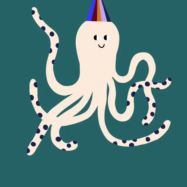 Bodenkissen Oktopus mit Partyhut
