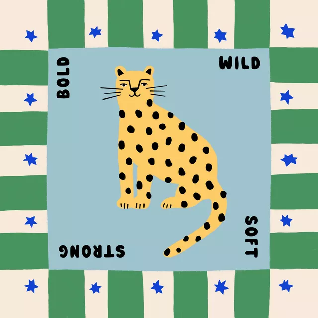 Kissen Leopard & Typo Blau