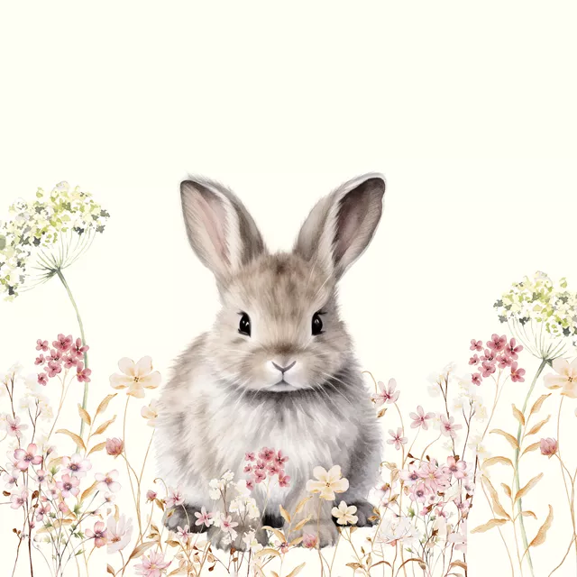 Kissen Hase in Blumen Wiese Cottage