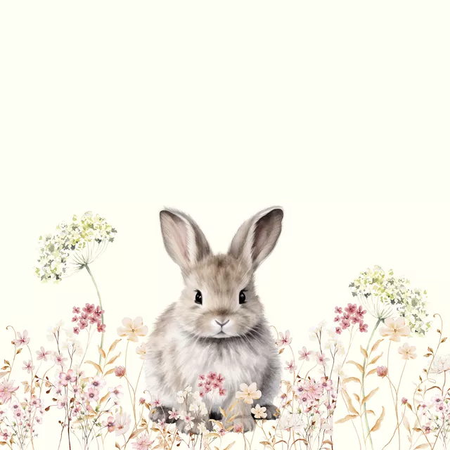 Kissen Hase in Blumen Wiese Cottage