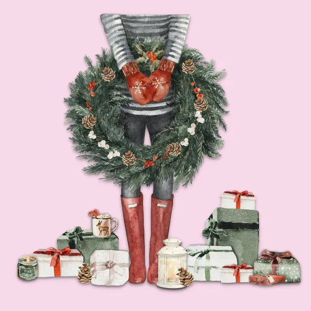 Cozy Cottage XMas Girl  Pink
