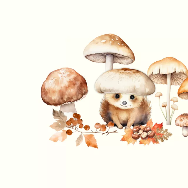 Kissen Igel Pilze Herbst