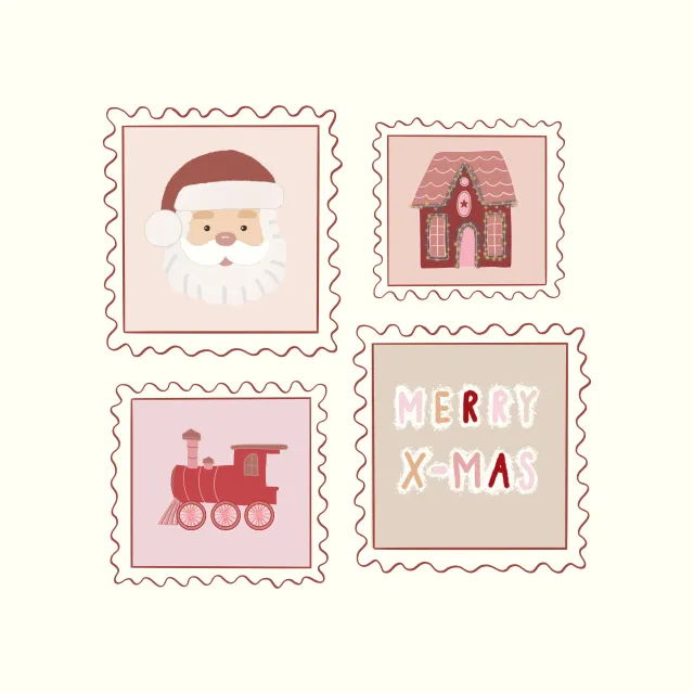 Kissen Weihnachtliche Briefmarken Set