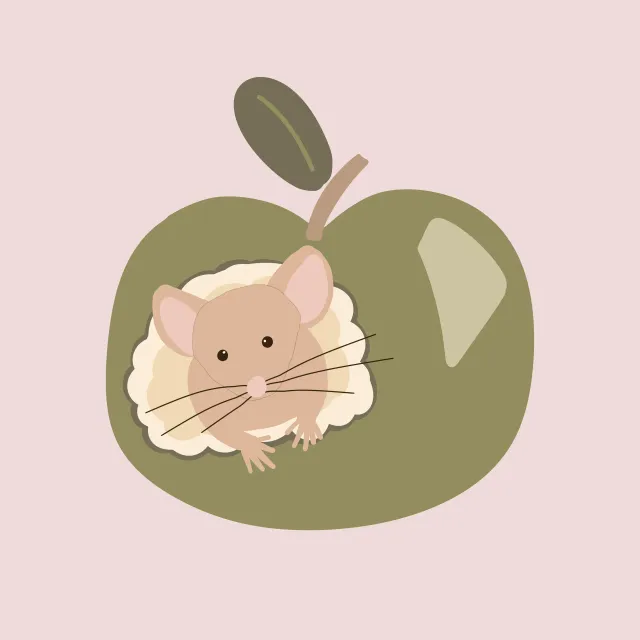Kissen Kleine Maus im Apfel