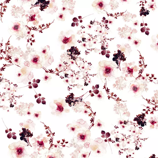 Kissen Romantische Blumen Burgundy