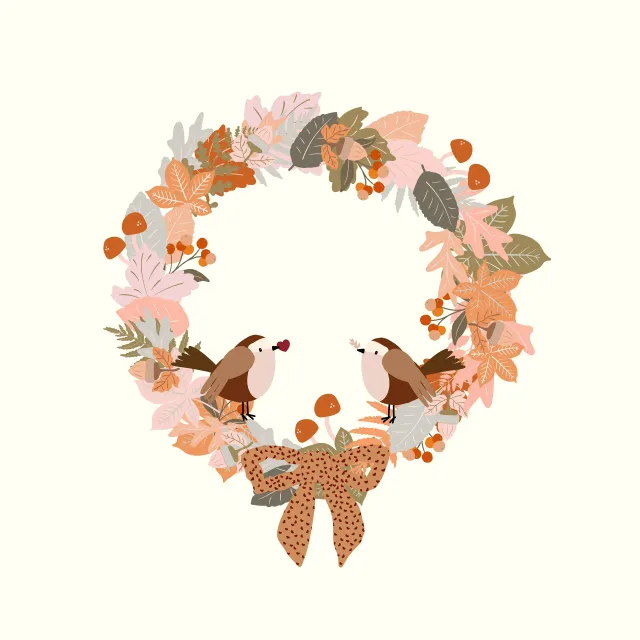 Kissen Herbstkranz Rotkehlchen Liebe