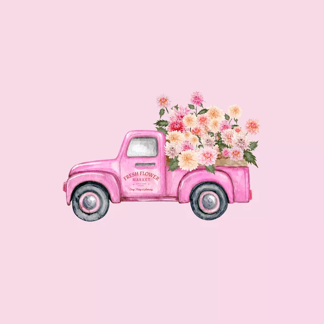 Kissen Cottage Summer Truck 2 Pink