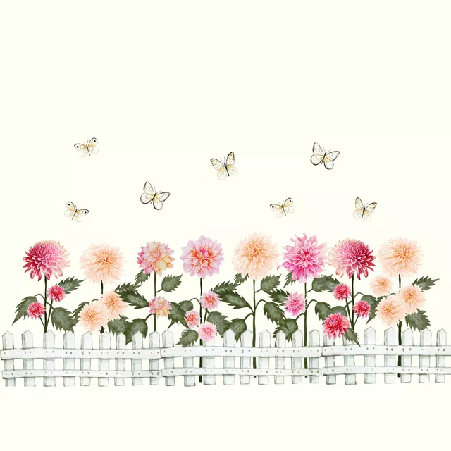 Kissen Cottage Summer Blumen am Zaun