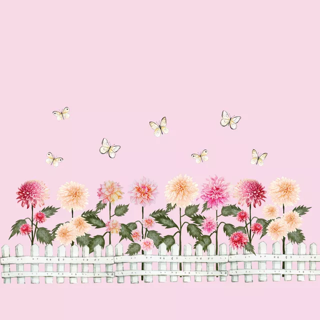 Kissen Cottage Summer Blumen am Zaun