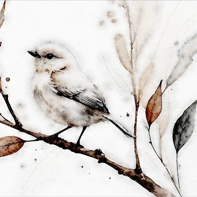 Kissen Vogel auf Ast im Herbst