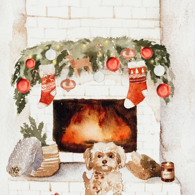 Kissen Weihnachten mit Pudel Hund