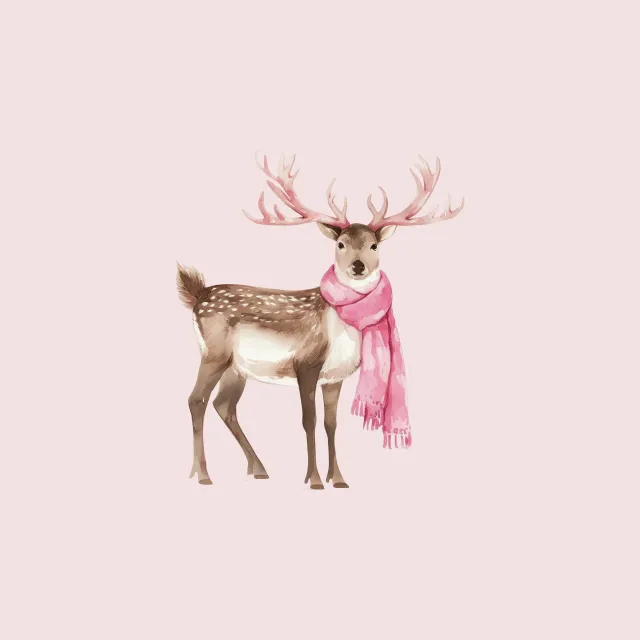 Hirsch mit Schal Rosa