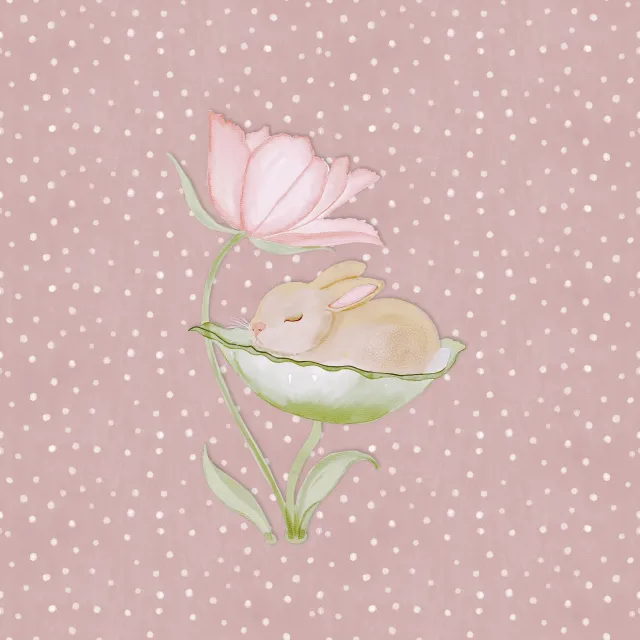 Kissen Baby Hase Pünktchen Blume Rosa