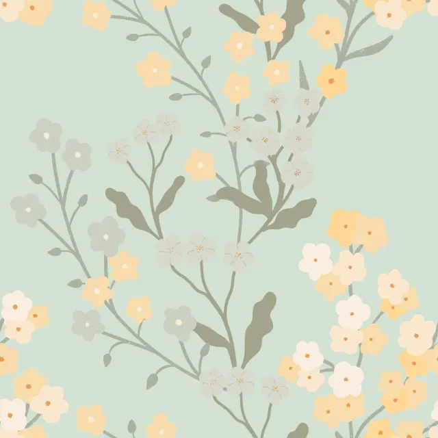 Tischläufer Blumenranke Grün Gelb