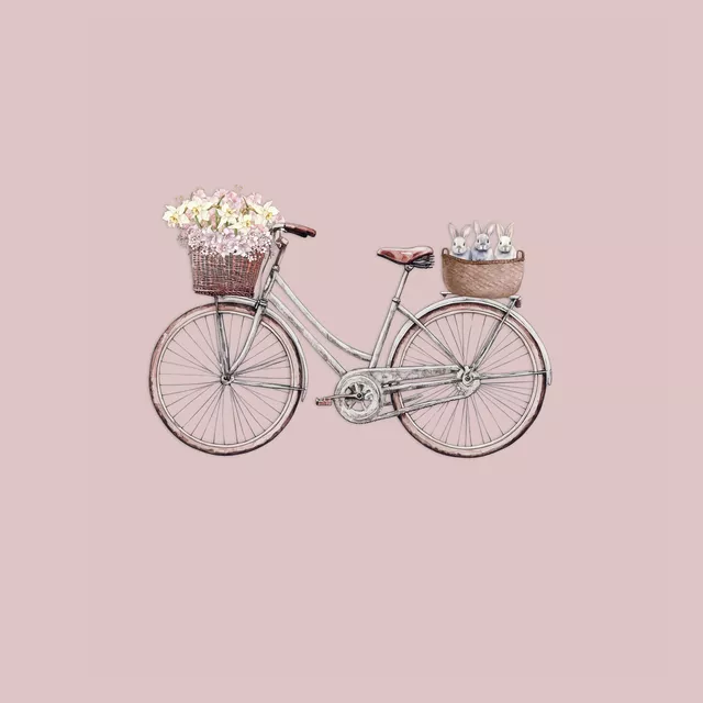 Kissen Fahrrad mit Blumen Rosa