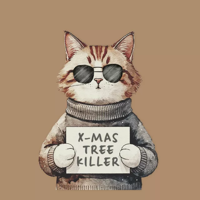 Tischdecke Christmas Tree Killer Cat