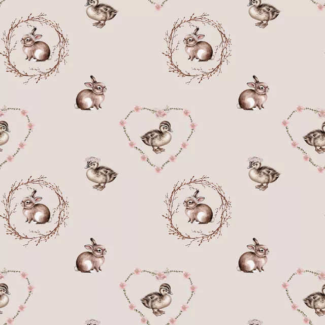 Kissen Hasen Enten Kranz Beige