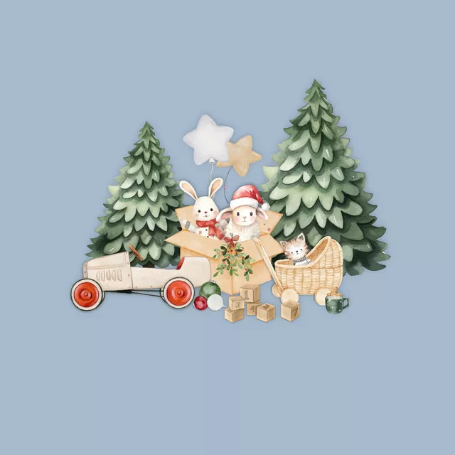 Kissen Holly Jolly X-Mas blau