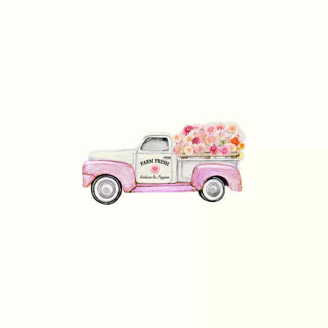 Kissen Cottage Summer Truck 1 Creme