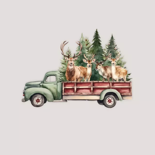 Tischset Weihnachtsauto Hirsch Farm