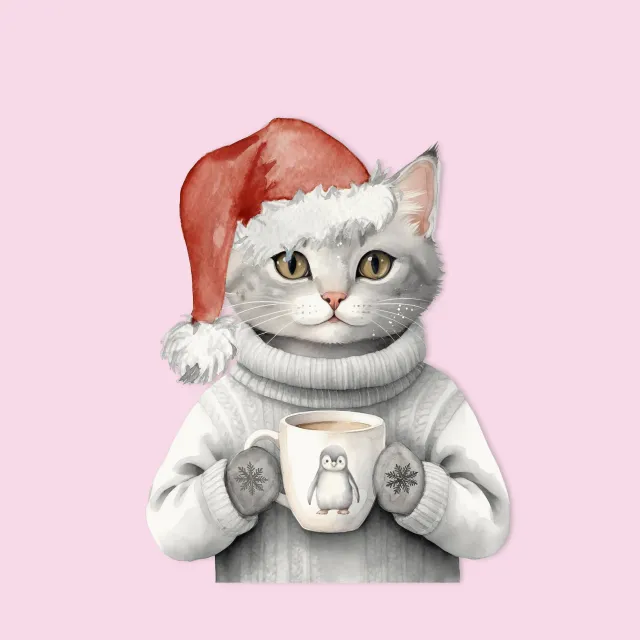 Kissen Cozy Katze mit Tasse