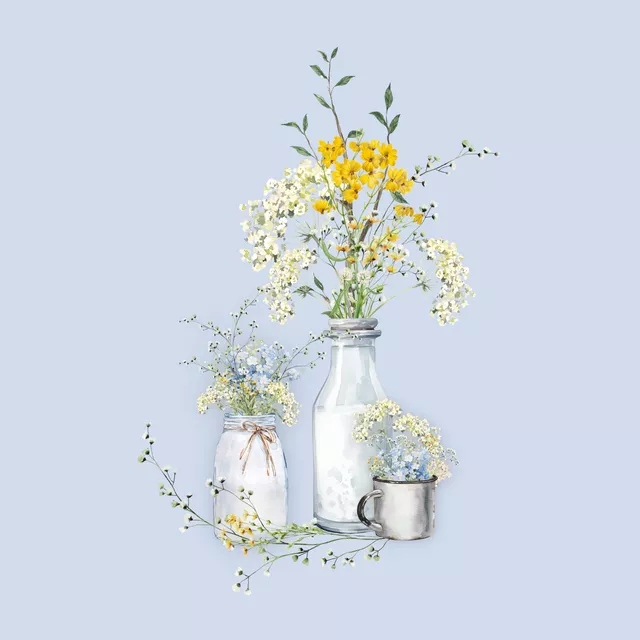 Kissen Blumen im Glas Cottage Spring